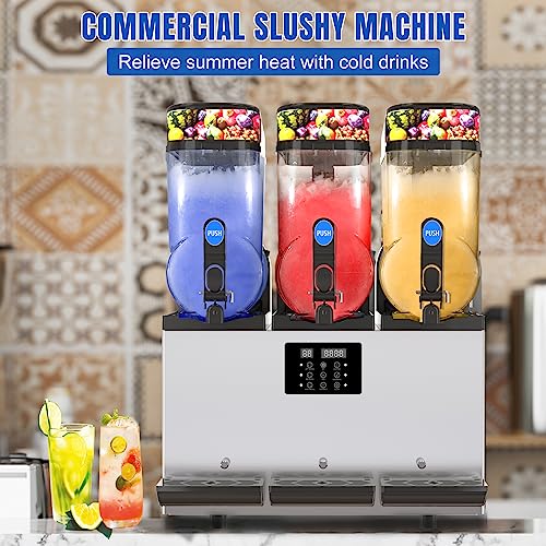 XPW Commercial Slushy Machine Commercial 110V Slushie Maker Machine 304 Stainless Steel Margarita Machines Quick Frozen Slush Machine for Bars Restaurants