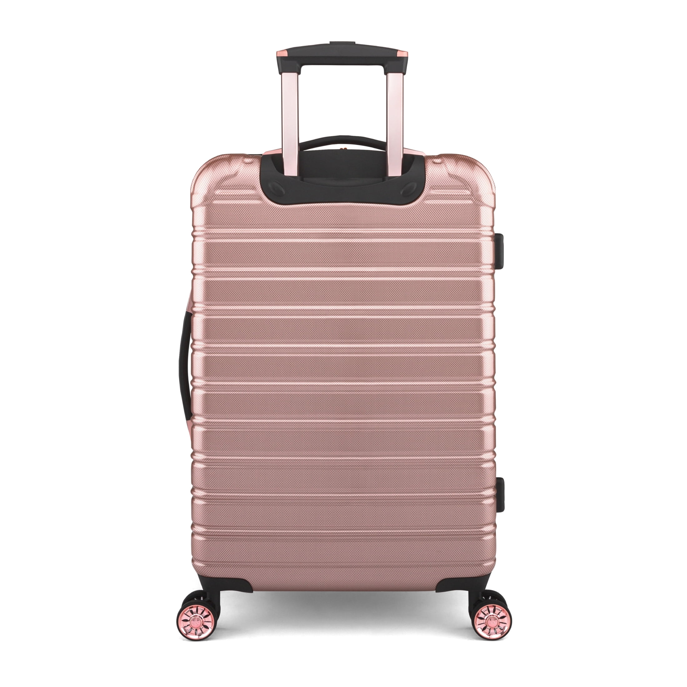 iFLY Hardside Luggage Fibertech 3 Piece Set, 20" Carry-on Luggage, 24" Checked Luggage and 28" Checked Luggage, Rose Gold