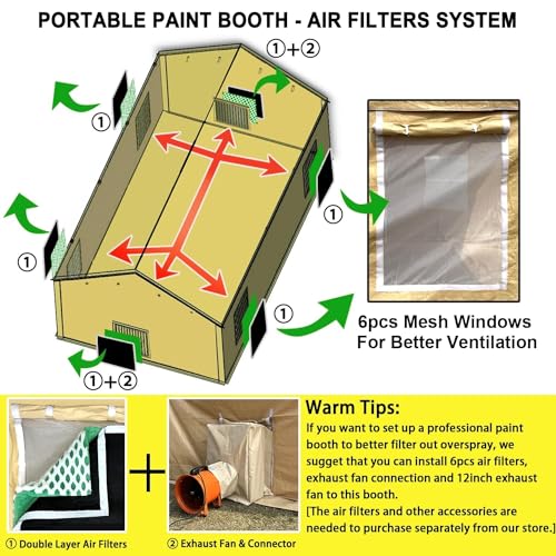 Rainproof Portable Paint Booth 26X14X10.5FT Spray Booth with 6pcs Mesh Windows & Floor for Painting Cars, Auto Parts, Furnitures and Other Big Items