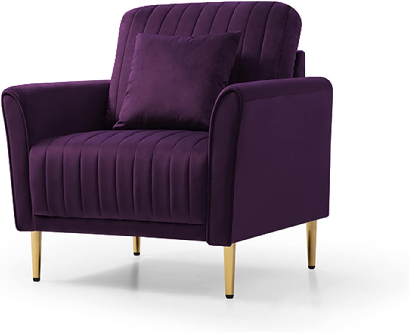 CHARMMA Modern Soft Velvet Accent Chair Living Room Chair Bedroom Chair Home Chair with Gold Legs, Purple