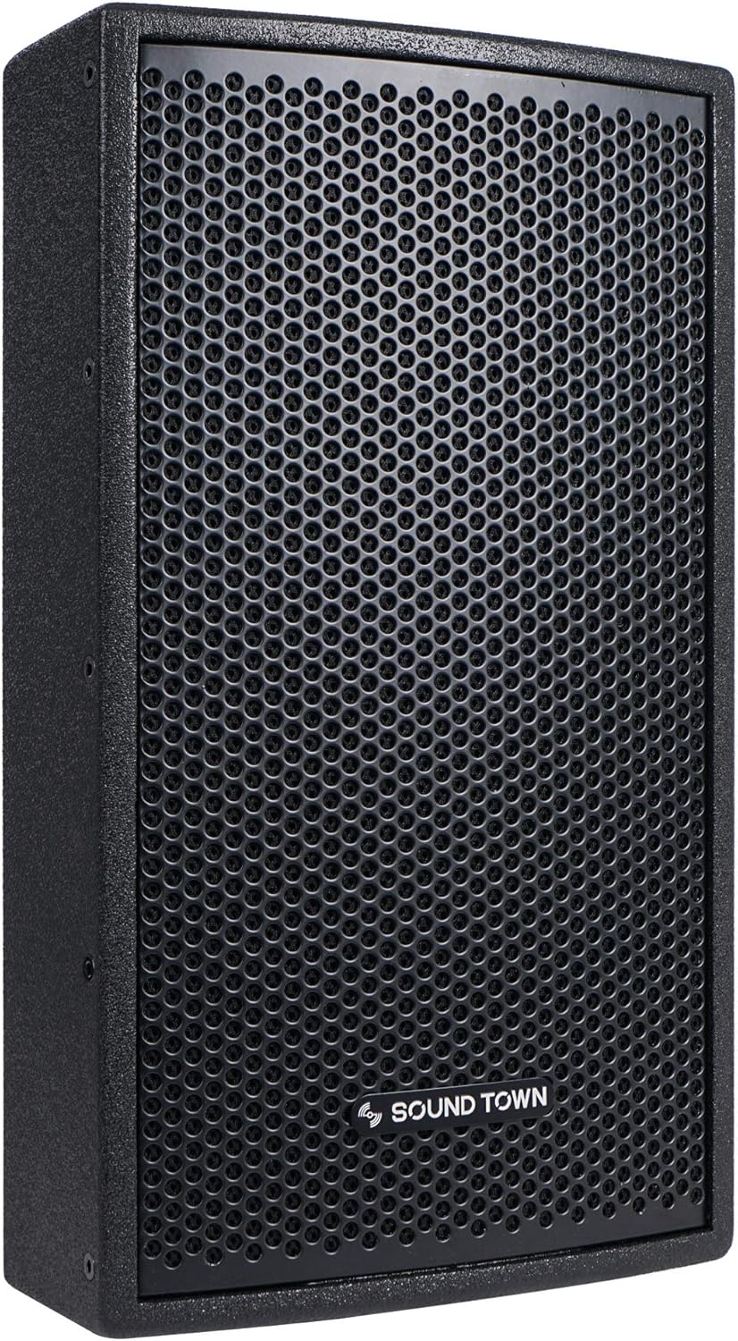 Sound Town Pair of CARME Series Dual 8 2-Way Passive Professional Loudspeaker, Black with Compression Driver and U Bracket for Installation, Live Sound, Karaoke, Bar, Church (CARME-U208B-PAIR)