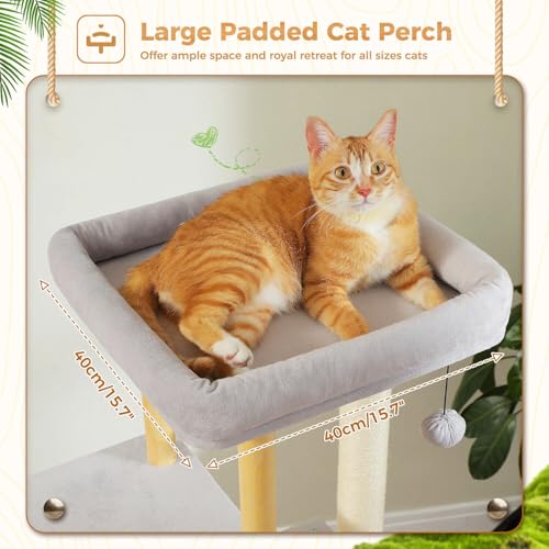 PAWZ Road Large Cat Tree, 73 Inches Tall Wooden Cat Tower with 2 Spacious Hammocks,2 Big Top Beds,8 Fully Scratching Posts and Natural Wood Posts, Multi Cat Tree for Indoor Cats Large Adult-XL
