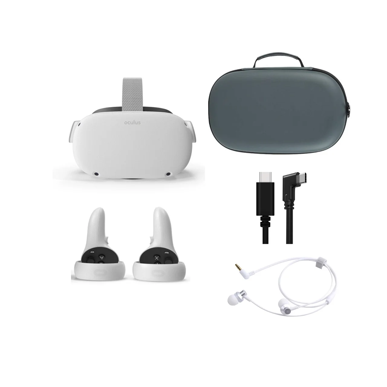 2021 Meta Oculus Quest 2 All-In-One VR Headset 128GB, Touch Controllers, 1832x1920 up to 90 Hz Refresh Rate LCD, 3D Audio, Mytrix Carrying Case, Earphone, Link Cable (3M)
