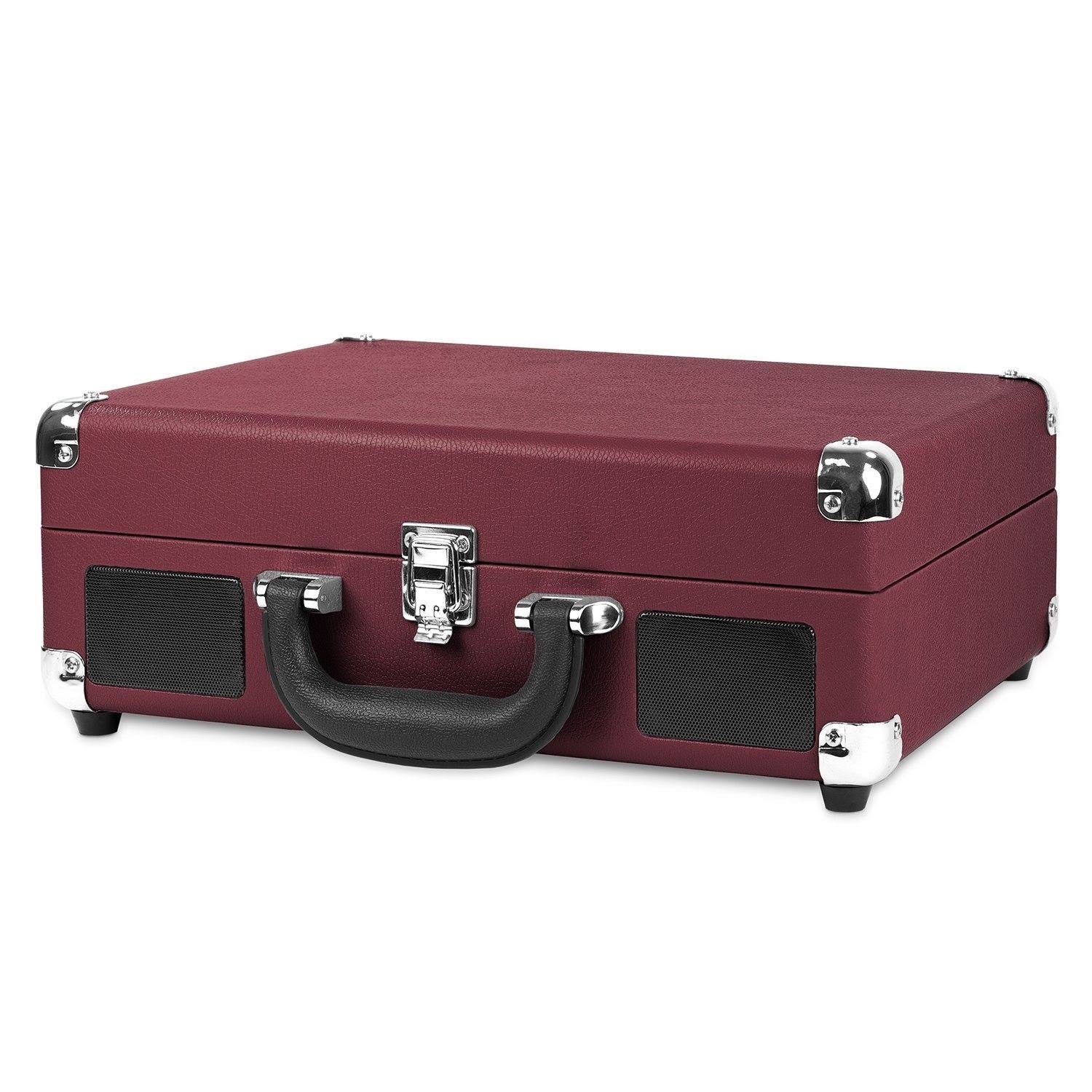 Victrola Bluetooth Suitcase Record Player with 3-Speed Turntable (Marsala)