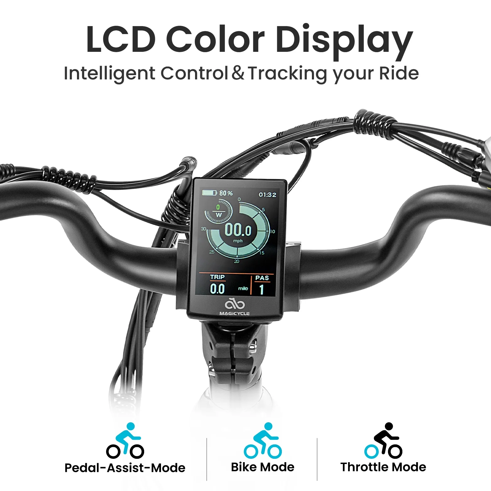 MAGICYCLE Ocelot Pro Fat Tire Electric Bike for Adults 750W Motor E Bike 52V 20Ah Step-Thru 20" Electric Mountain Bike for Beach Snow 7 Speeds