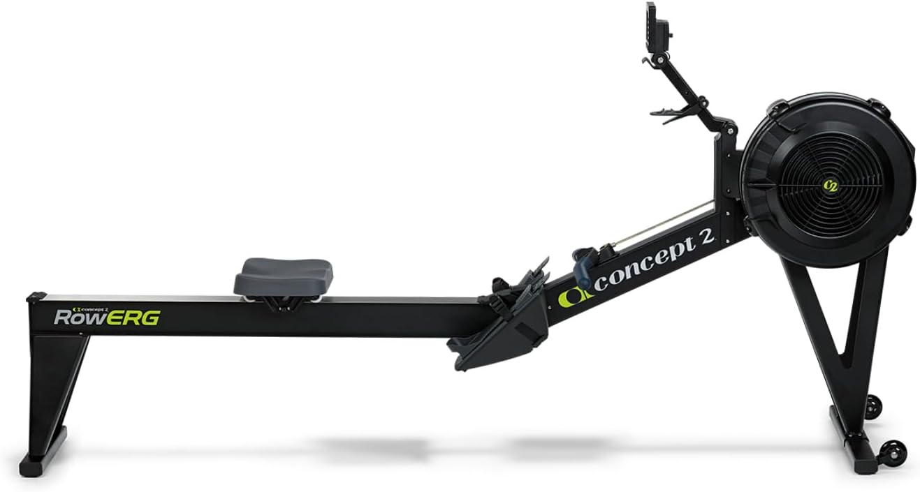 Concept2 RowErg Model E Indoor Rowing Machine with Tall Legs - PM5 Monitor, Device Holder, Adjustable Air Resistance, Easy Storage with FitXion Seat Cushion