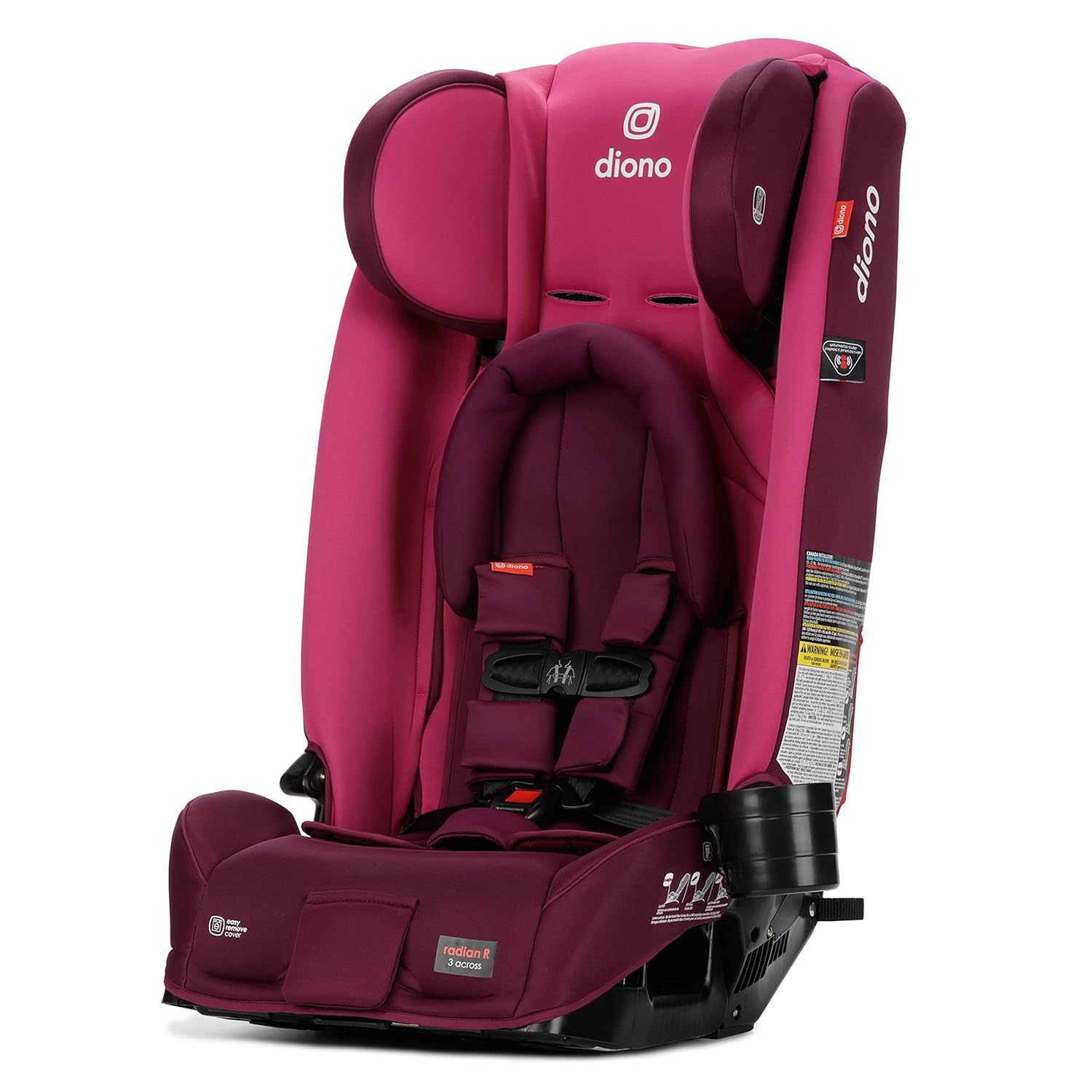 Diono Radian 3RXT, 4-in-1 Convertible Car Seat, Extended Rear and Forward Facing, Steel Core, 10 Years 1 Car Seat, Ultimate Safety and Protection, Slim Fit 3 Across, Black Jet