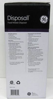 General Electric GFC320V 1/3 Horsepower Continuous Feed Disposall Large Capacity Food Waste Disposer, Black