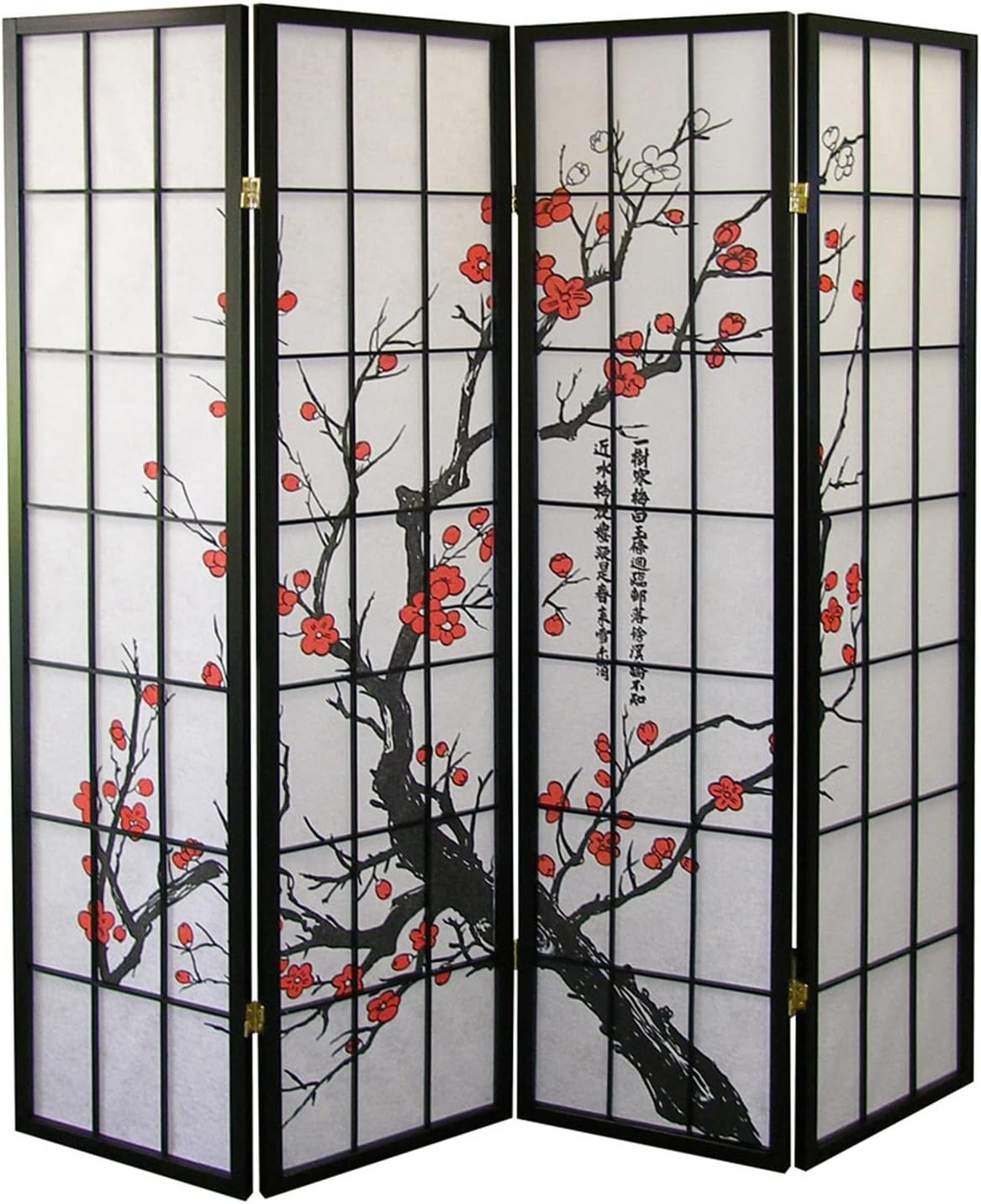 Southwestern Sanctuary 4-Panel Room Divider - Plum Blossom