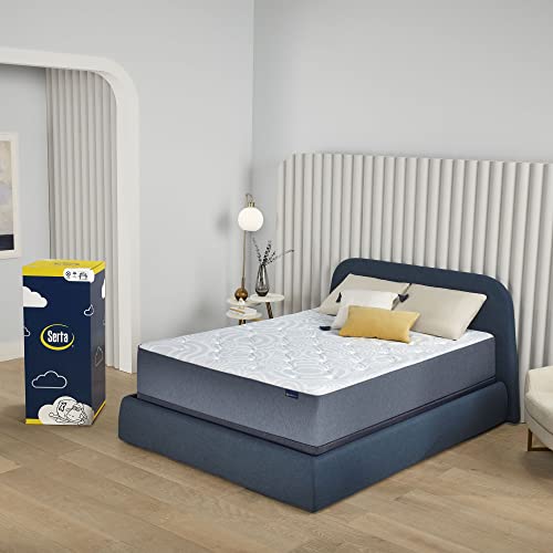 Serta Perfect Sleeper 12 Inch Queen Gel Memory Hybrid Mattress, Ultra Plush, USA Built, 100-Night Trial, CertiPUR-US Certified - Renewed Relief,White and Dark Blue