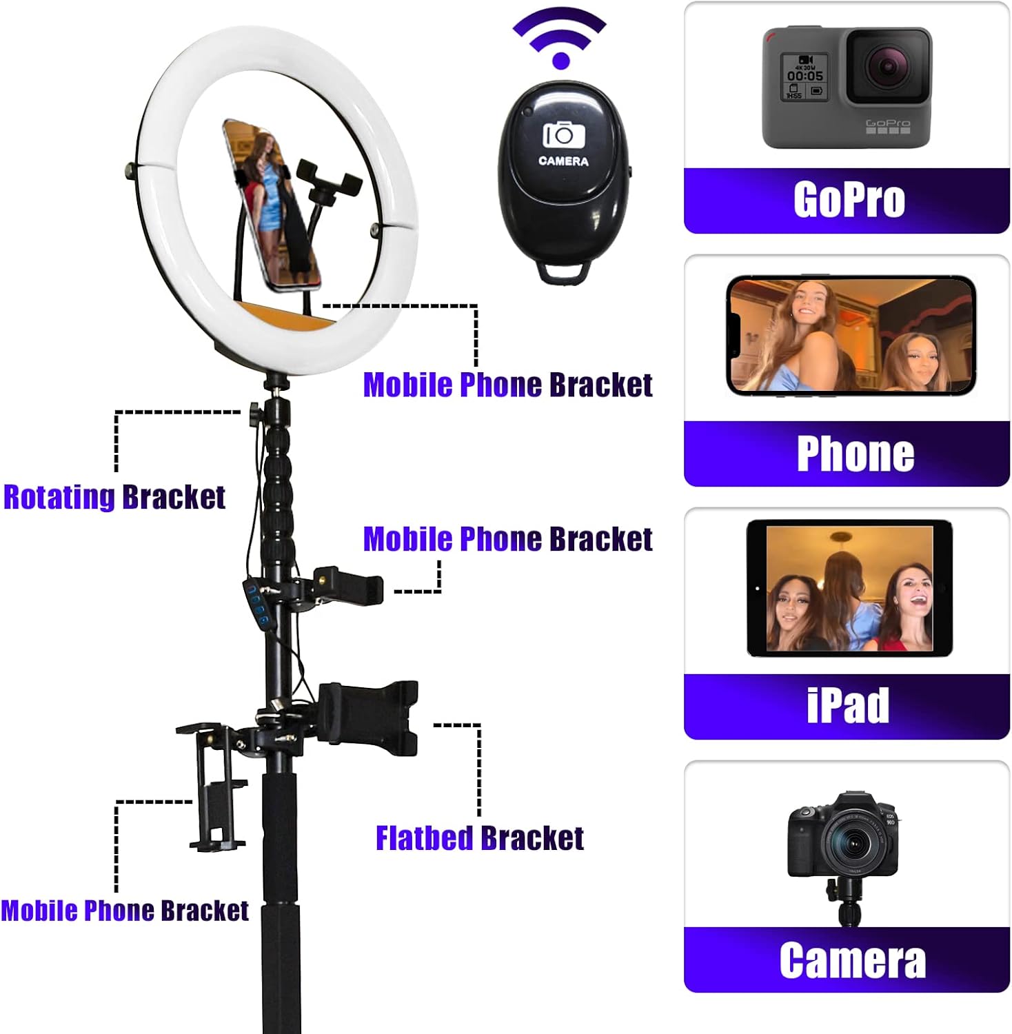 360 Photo Booth Machine for Parties with Free Logo Ring Light Selfie Holder Accessories,2 People Stand on Remote Control Automatic Spin 360 Video Camera Booth Platform Spinner 26.8” with Trolly