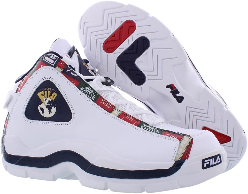 Fila Men's Grant Hill 2 Patchwork Basketball Shoes White/Fila Navy/Fila Red 9.5