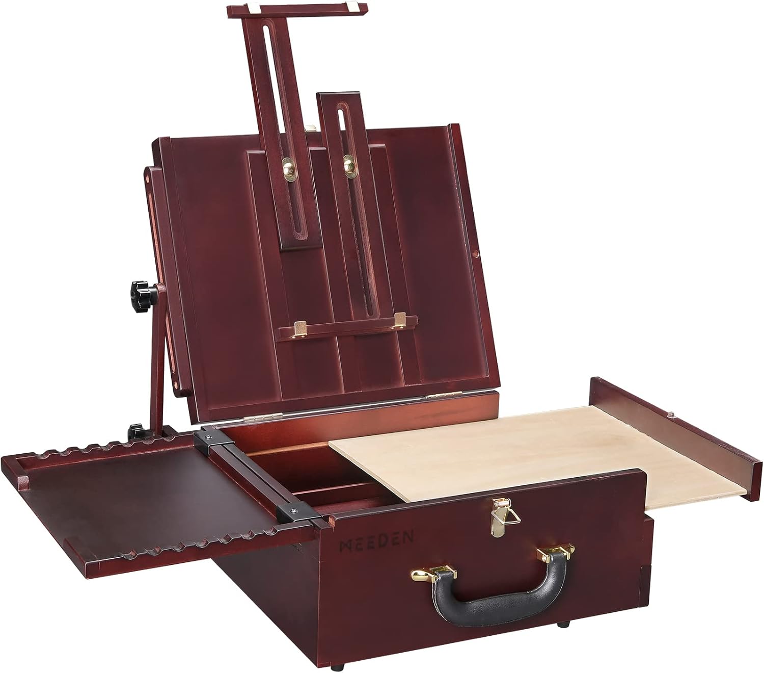 MEEDEN Artist Plein Air Easel,Pochade Box,Sketch Easel Box w/Compact Aluminum Travel Tripod,Nylon Carry Bag,Portable French Easel with Storage for Outdoor Painting,Tripod Easel Stand for Displaying
