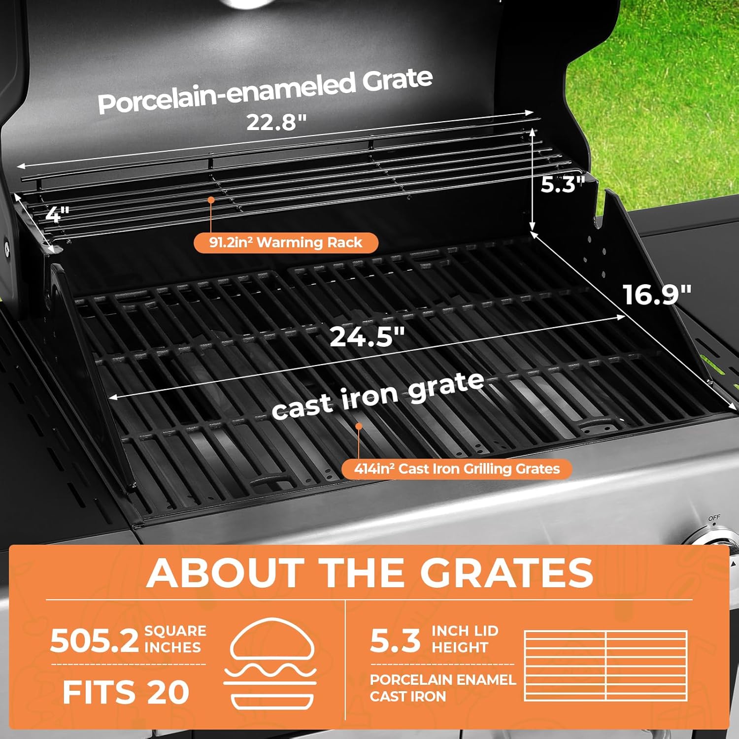MAMIZO 4-Burner Outdoor Propane Gas Grill, 40000 BTU Output Stainless Steel BBQ Grill with 12000 BTU Side Burner,Thermometer and Caster for Outdoor Cooking Kitchen, Patio Backyard Barbecue and Camping