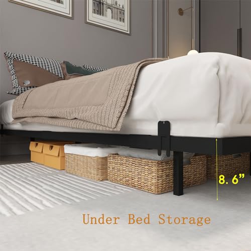 Floating Bed Frame Queen Size with LED Lights, Metal Platform Bed Frame, No Box Spring Needed, Easy Assembly, (Queen)