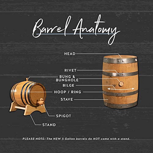 Midwest Barrel Company Authentic Small Bourbon/Whiskey Barrel Used Genuine American White Oak Wood Barrel for Decoration, Furniture & DIY Projects (15 Gallon)