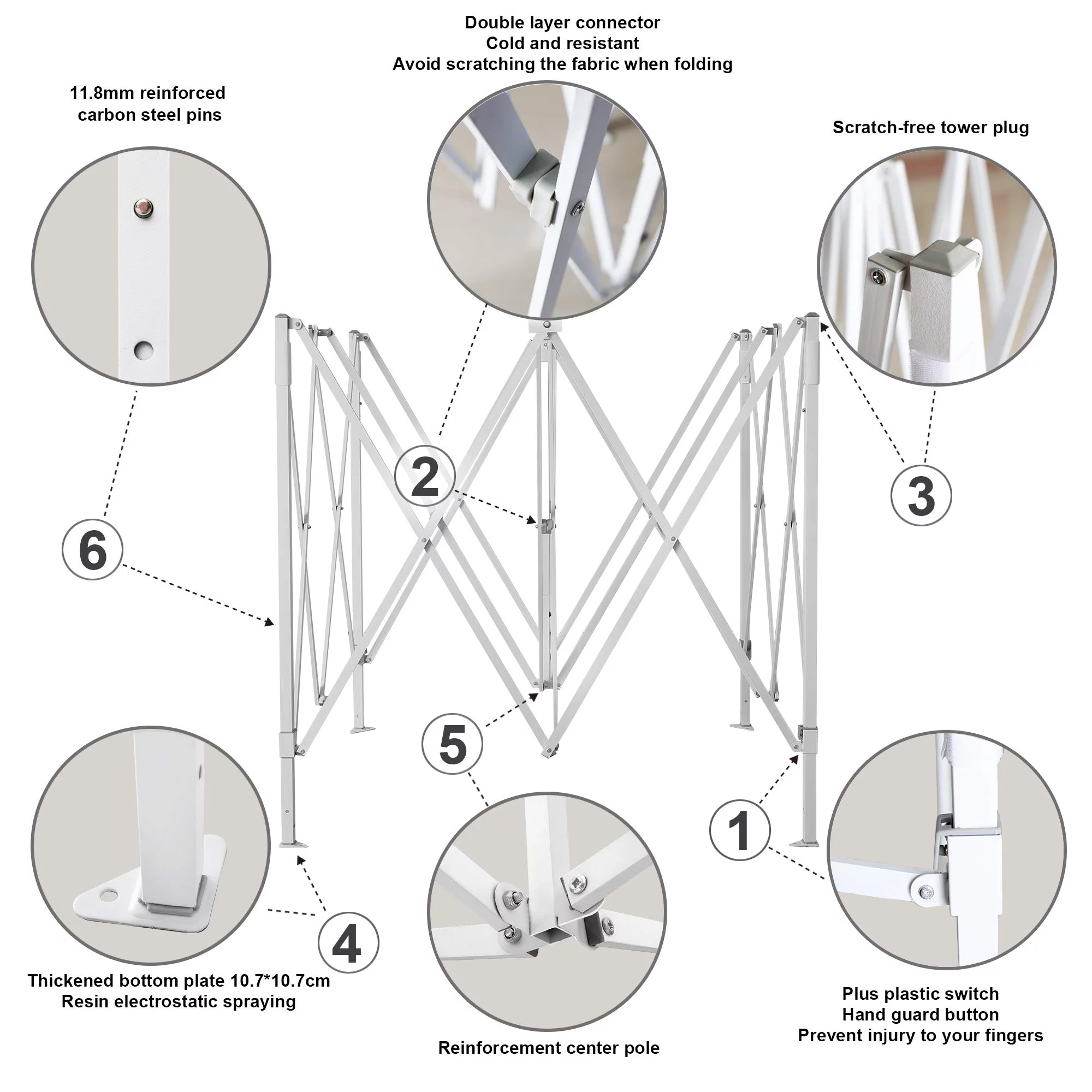 American Phoenix 10x10 ft White Canopy Tents Part Pop up Steel Frame Only Heavy Duty
