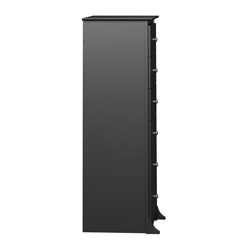 Prepac Sonoma 6 Drawer Dresser for Bedroom, Tall Chest of Drawers, Bedroom Furniture, Clothes Storage and Organizer, 19" D x 23.25" W x 52.75" H, Black