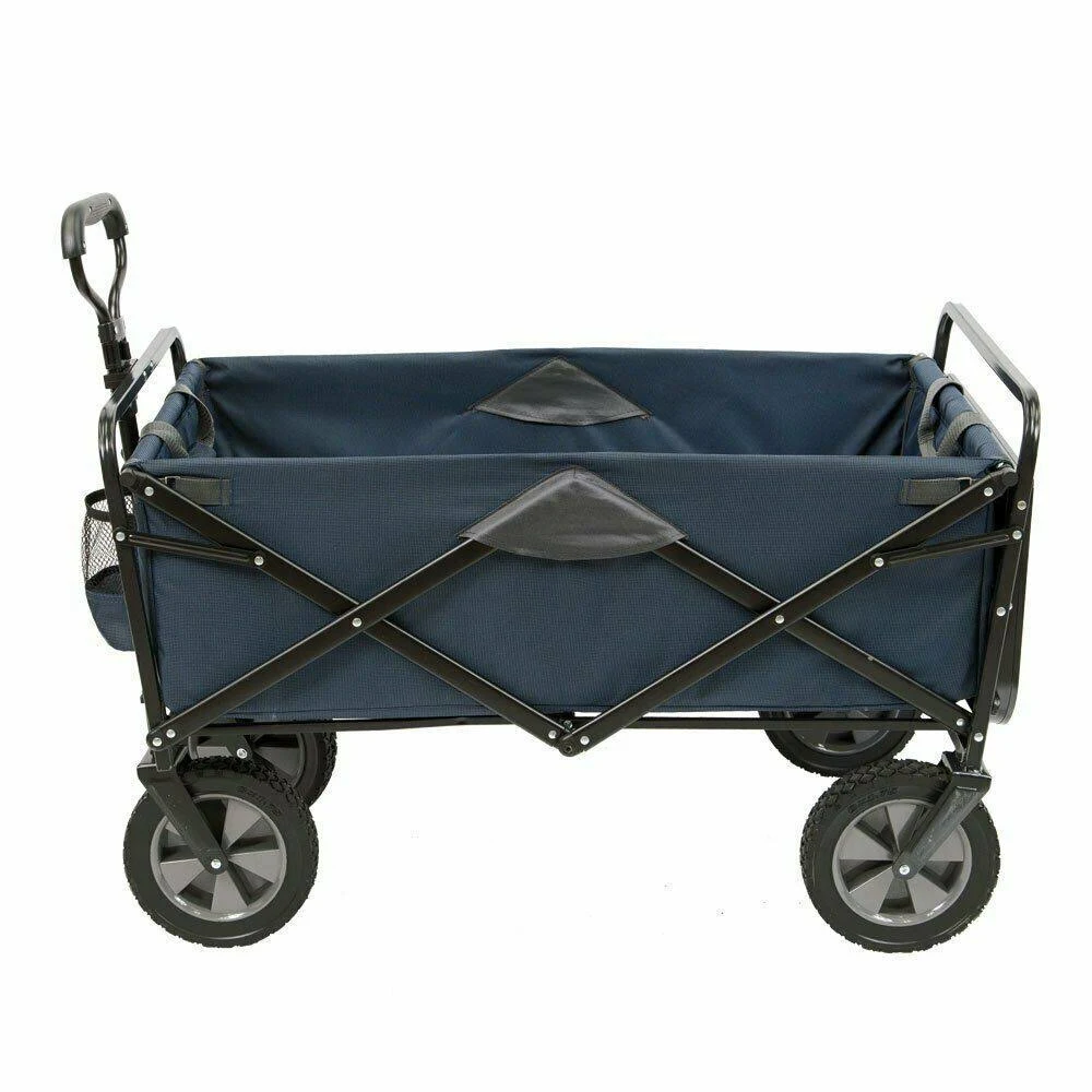 Mac Sports Folding Outdoor Garden Utility Wagon Cart w/ Table, Black