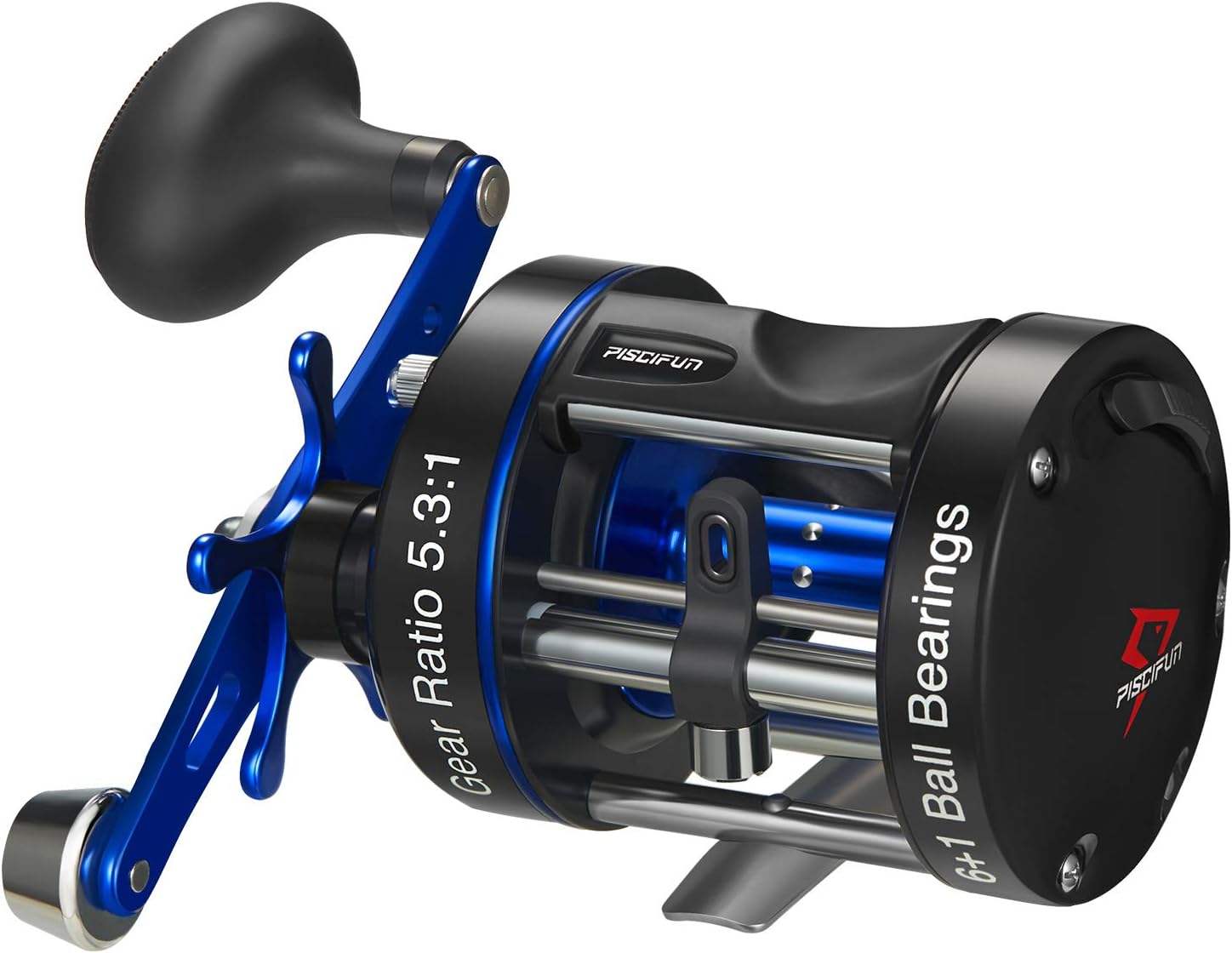 Piscifun Chaos XS Round Reel - Reinforced Metal Body Round Baitcasting Reel, Smooth Powerful Saltwater Inshore Surf Trolling Fishing Reels, Conventional Reels for Catfish, Musky, Bass, Pike