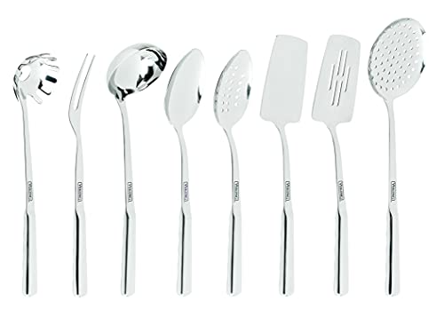 Viking Culinary 304 Stainless Steel Kitchen Utensil Set, Ergonomic Stay-Cool Handles, Dishwasher Safe, Silver, 8 Piece