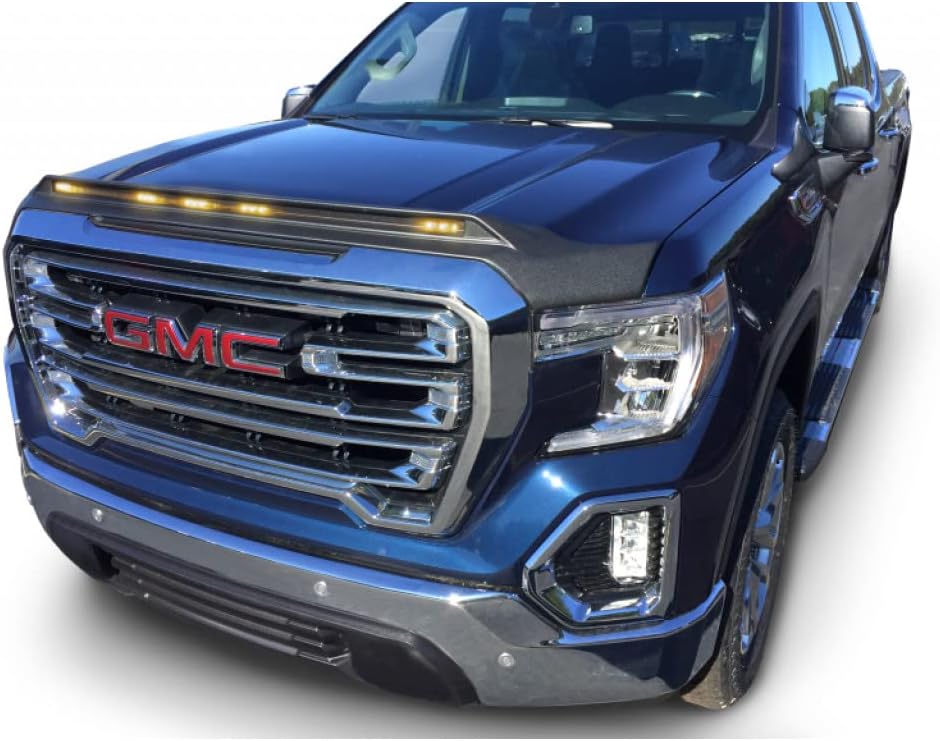 AVS For GMC Sierra 1500 2019-2021 Aeroskin Low Profile Hood Shield w/Lights Black