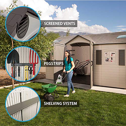 Lifetime 60079 Outdoor Storage Dual Entry Shed, 15 x 8 ft, Desert Sand