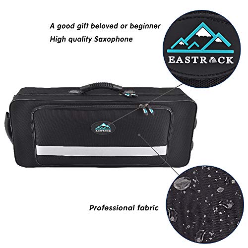 EASTROCK Black/Golden Alto Saxophone E Flat Sax Full Kit for Students Beginner with Carrying Case,Mouthpiece,Mouthpiece Cushion Pads,Cleaning Cloth&Cleaning Rod,White Gloves,Neck Strap