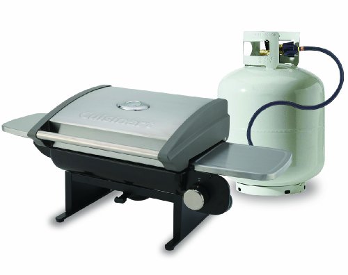 Cuisinart Portable Gas Grill with 150 sq. in. Cooking Surface and Tote Cover - Portable Tabletop Propane Grill for Camping, Tailgating
