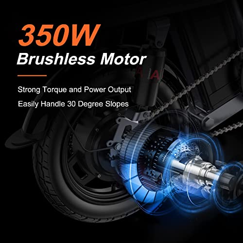 ENGWE T14 Mini Electric Bike for Adults Teens, 14" City Commuter Folding Ebike, 600W Motor 48V 10AH Battery Range 37Mile 20MPH Electric Bicycles Shock Absorptions Ebikes