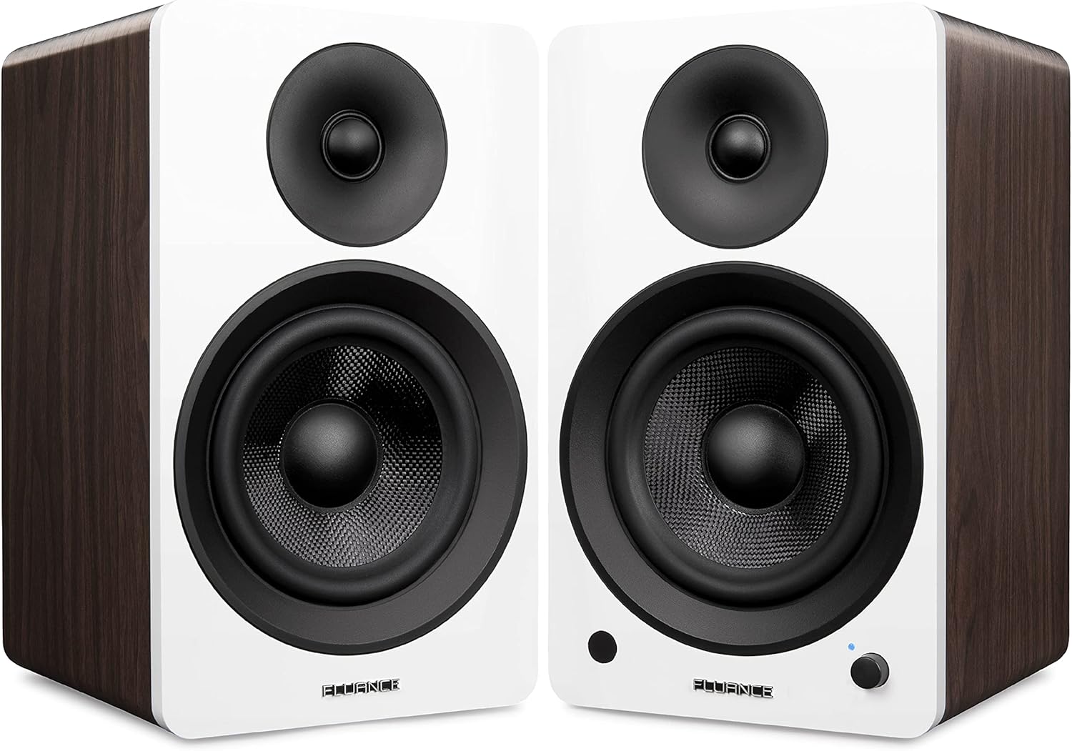 Fluance Ai61 Powered 2-Way 2.0 Stereo Bookshelf Speakers with 6.5 Drivers, 120W Amplifier for Turntable, TV, PC and Bluetooth 5 Wireless Music Streaming - RCA, Optical, USB & Sub Out (Natural Walnut)