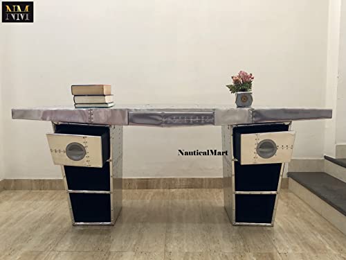 NauticalMart Aviator Wing Desk Wing Shaped Aluminium Desk Home Office Decor Furniture (72 Inches)