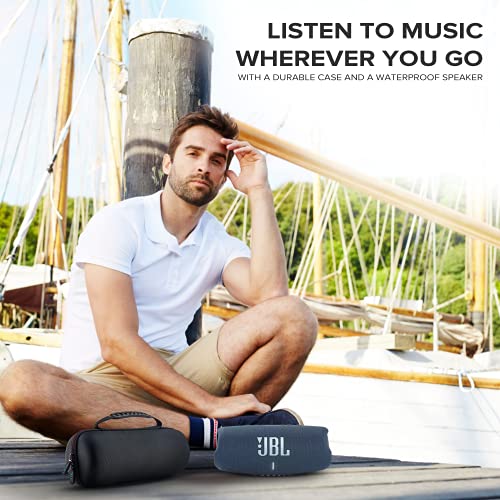 JBL Charge 5 - Portable Bluetooth Speaker with Megen Hardshell Travel Case with IP67 Waterproof and USB Charge Out (Gray)