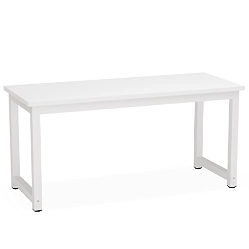 Tribesigns Modern Computer Desk, 63 x 31.5 inch Large Executive Office Desk Computer Table Study Writing Desk Workstation for Home Office, Spliced Desktop, White