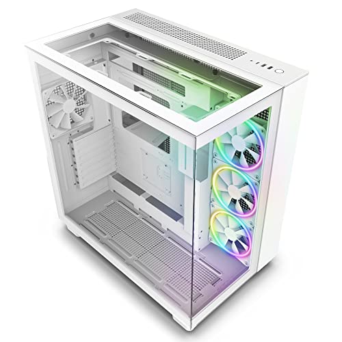 NZXT H9 Elite Dual-Chamber ATX Mid-Tower PC Gaming Case – Includes 3 x 120mm F120 RGB Duo Fans & F120 RGB Fans - RF-R12SF-B1 - Advanced RGB Lighting Customization - Whisper Quiet Cooling