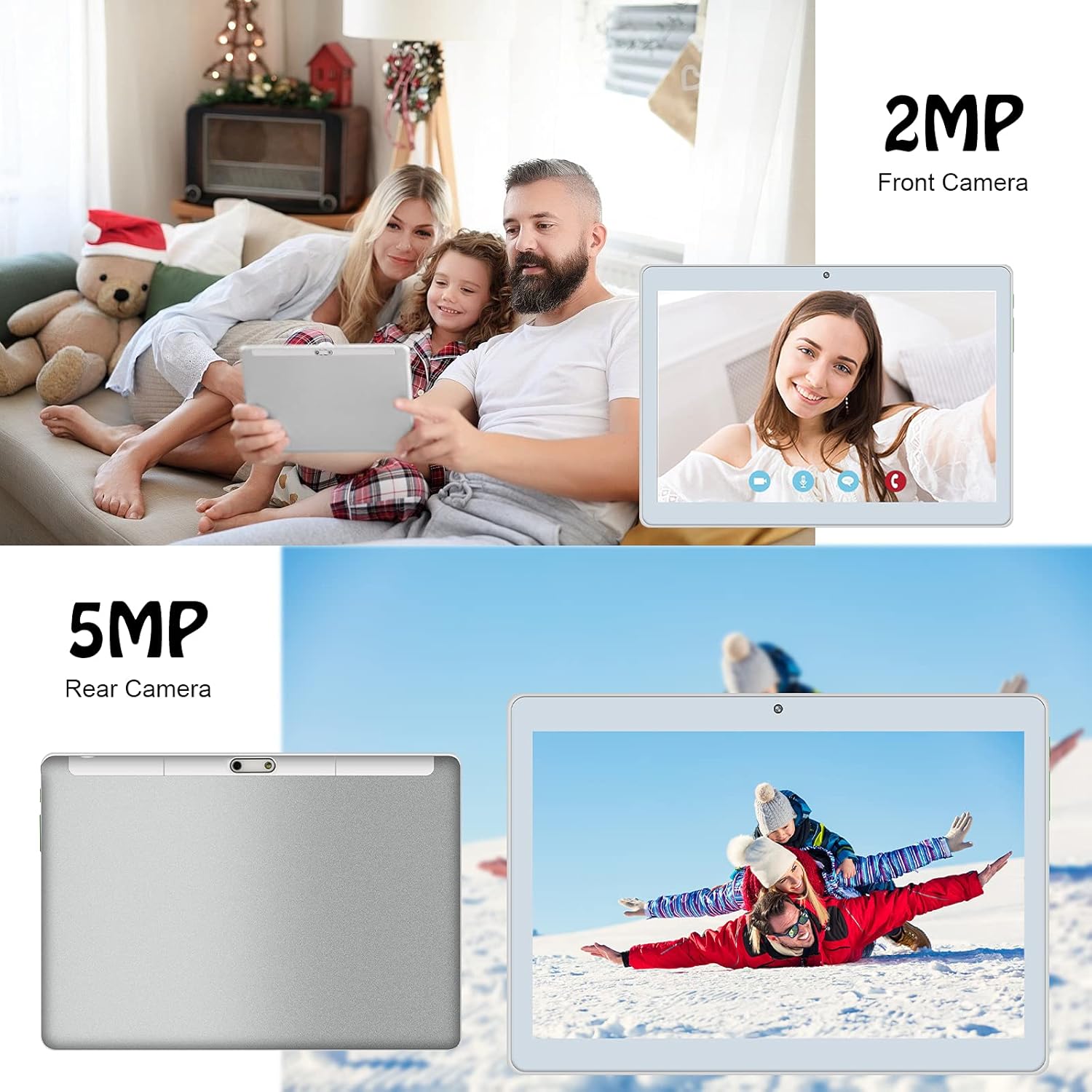 Android 10 Tablet 10.1 inch Octa-core Processor 2GB RAM 32GB Storage HD Touchscreen Tablets, 1280x800 IPS Display, Support 4G Phone Call, 2.4G Wi-Fi, Bluetooth 4.2, with PC Silicone Bracket Case