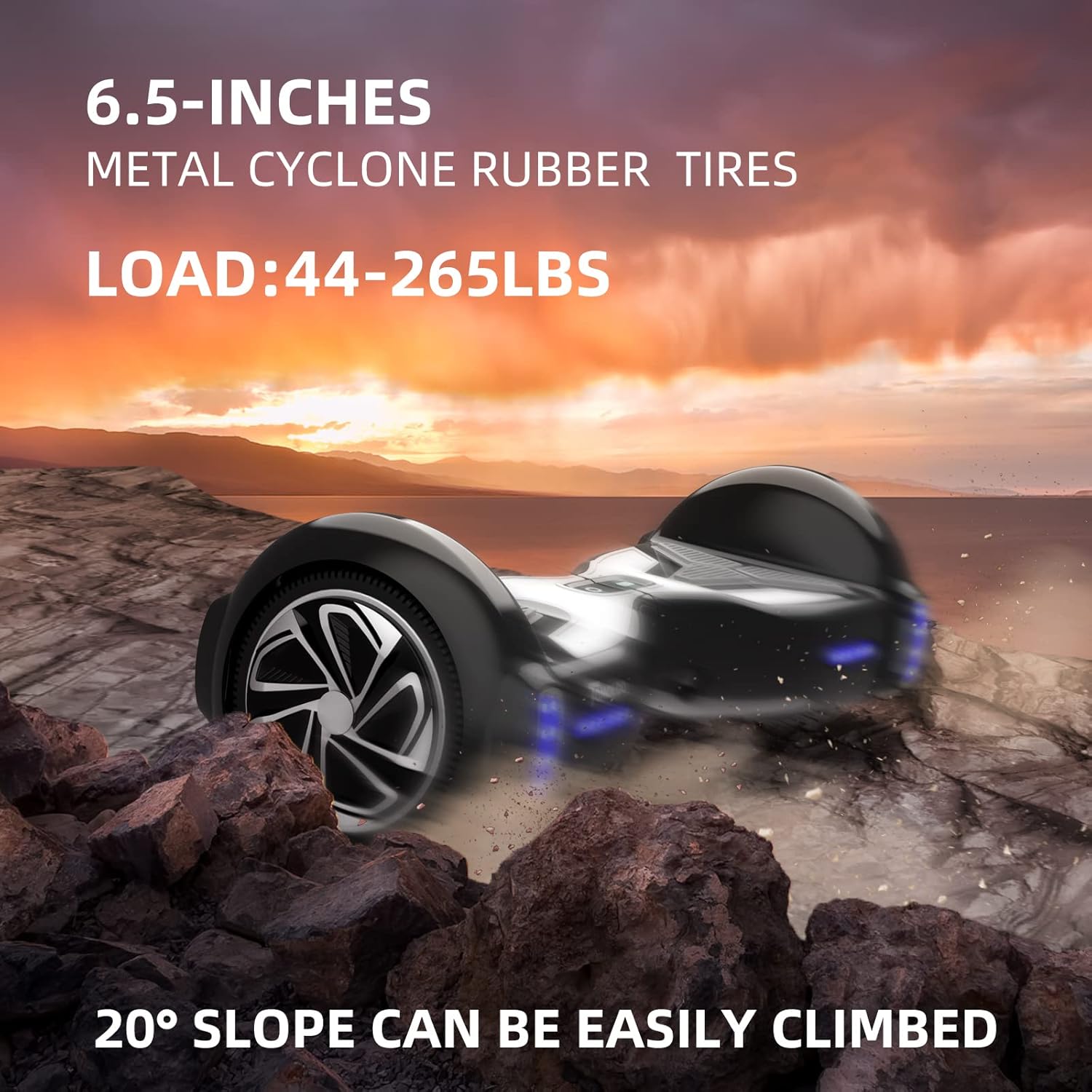 TOMOLOO Hoverboard for Kids and Adults,6.5" Hoverboard with Bluetooth Speaker and Colorful LED lights,Self Balancing Scooters App Controlled Longtime Hoverboards Ul2272 Certified