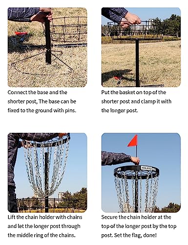 【PDGA Approved】 HIAARO PRO Disc Golf Basket, Portable Disc Golf Target with Heavy Duty 24 Chains, Professional Disc Golf Basket Set