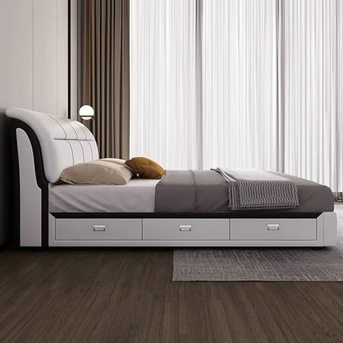 Modern Simple Leather Bed Light Luxury Double Bed Master Bedroom New Wedding Bed High-Grade Leather Bed