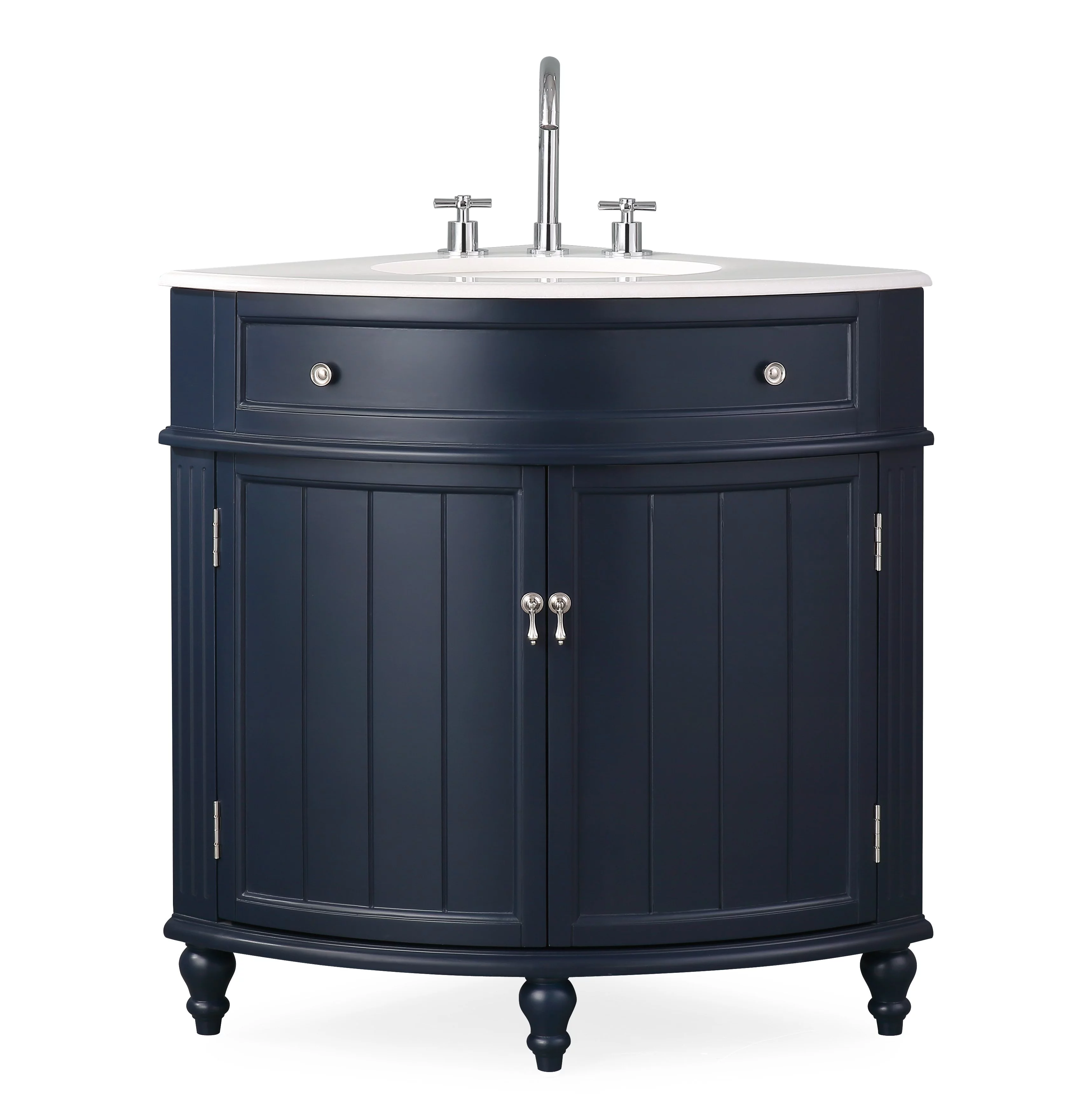 24" Benton Collection Thomasville Dark Blue Corner Bathroom Vanity ZK-47588NB
