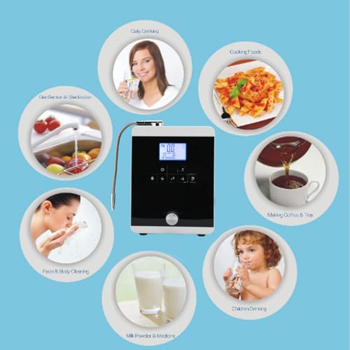 Alkaline Water Ionizer Machine, Alkaline Water Ionizer Machine 5 Settings 3.8 Inch Color LCD Display Hydrogen Rich Generator Wall Mountable Self Voice Prompt 110‑220V