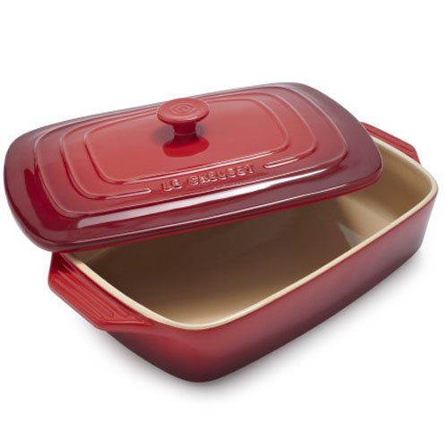 Le Creuset Stoneware Covered Rectangular Casserole, 3.5 qt. (12.5" x 8.5"), Cerise