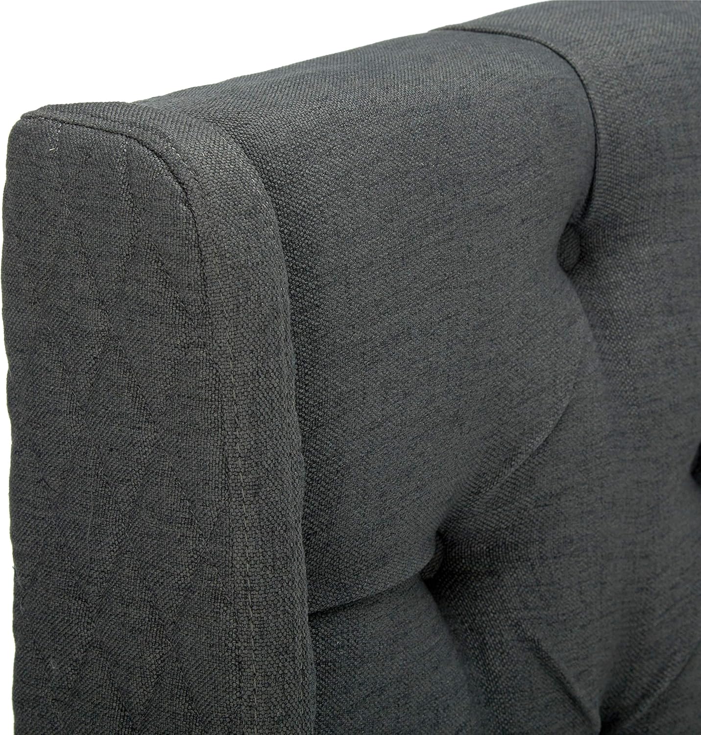 Christopher Knight Home Lidia Wingback Tufted Fabric Headboard, Queen / Full, Dark Gray / Black
