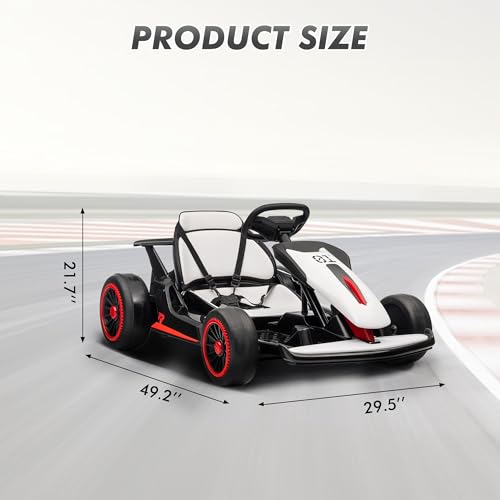 Go Kart, Electric Drift Kart Car with Adjustable Seat, 24V 7Ah Outdoor Ride On Toy, 2 * 200W Motor, 8.1 MPH, LED Lights, Toy Race Car for Kids 6-12 Years Old