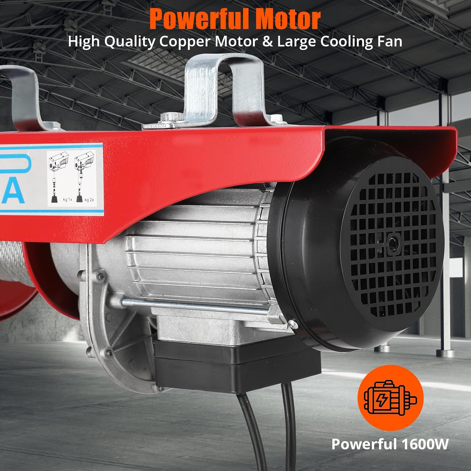Electric Hoist 1760lbs, TROPOW Electric Hoist 39FT Single Cable Lifting Height, Electric Steel Wire Winch for Garage Warehouse Factory