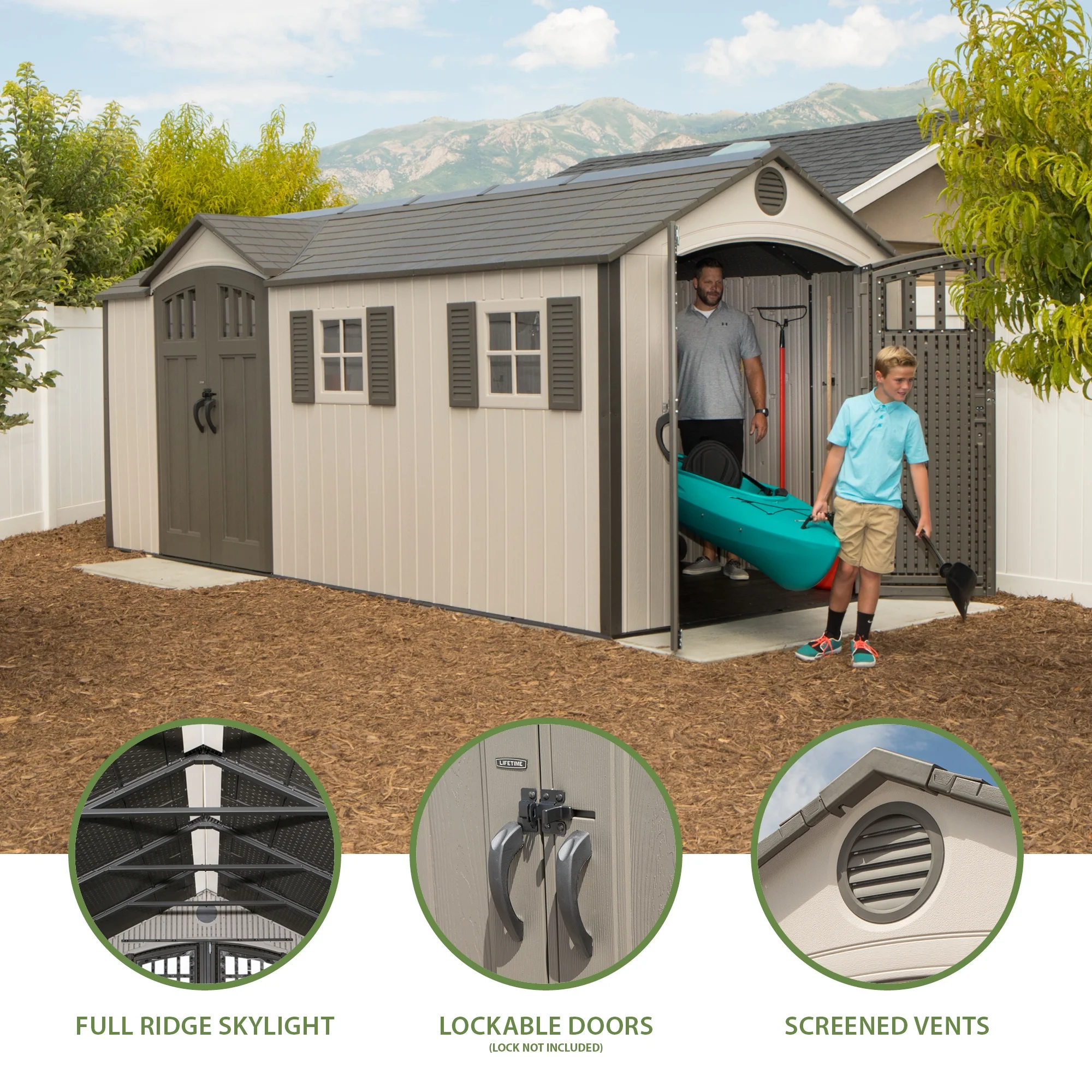 Lifetime 17.5 ft. x 8 ft. Outdoor Storage Shed - 60213