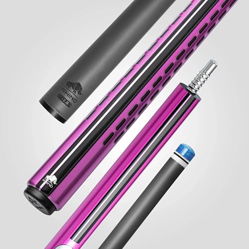 RHINO Nebula 2 Pool Cue - 100% Carbon Fiber Shaft & Composite Butt. Time Crystal Tip, Pro Taper Design, 12.4 mm,12.8 mm. 3/8-8 Joint, 3D Friction Grip. Low Deflection Pool Cue