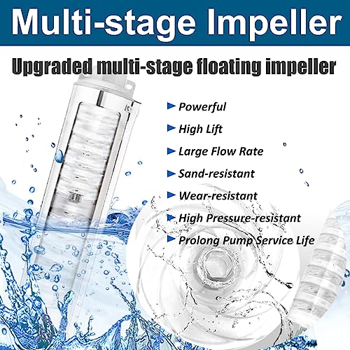 Deep Well Submersible Pump,1 hp, 115V, 60 Hz, 33 GPM, 207' Head, Stainless Steel, 4", 33 Feet Electric Cord, Long Life M#05