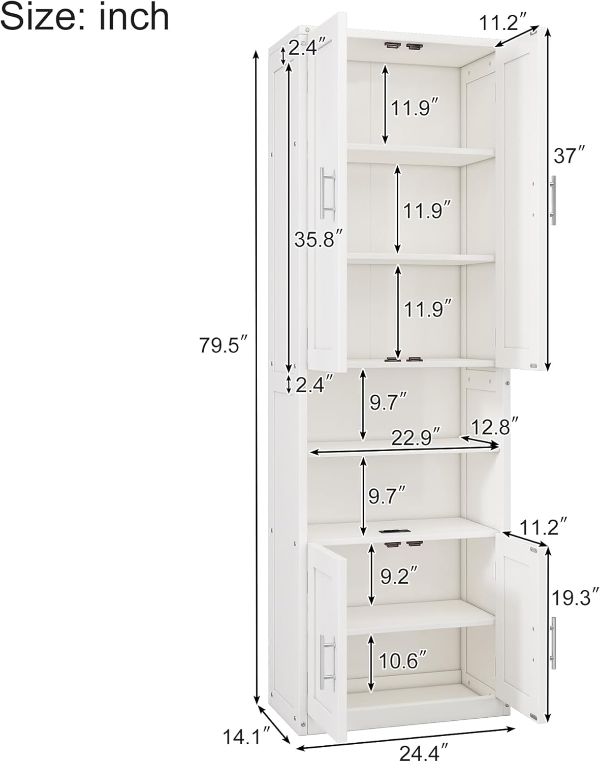 Queen Size Murphy Bed Chest with Desk and 1 Side Storage Cabinet Shelves, Solid Pine Wall Bedframe Foldable with USB Port, Space Saving, for Bedroom Living Room Guestroom, White