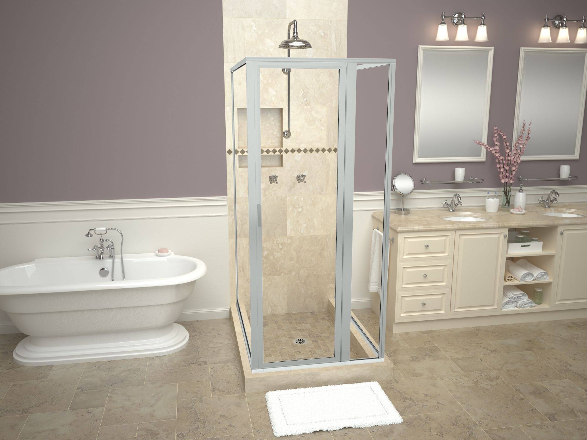 Tile Redi USA P4236CDT-PVC Redi Base Triple Curb Shower Pan with Center Drain, 42x22 D x 36x22 W